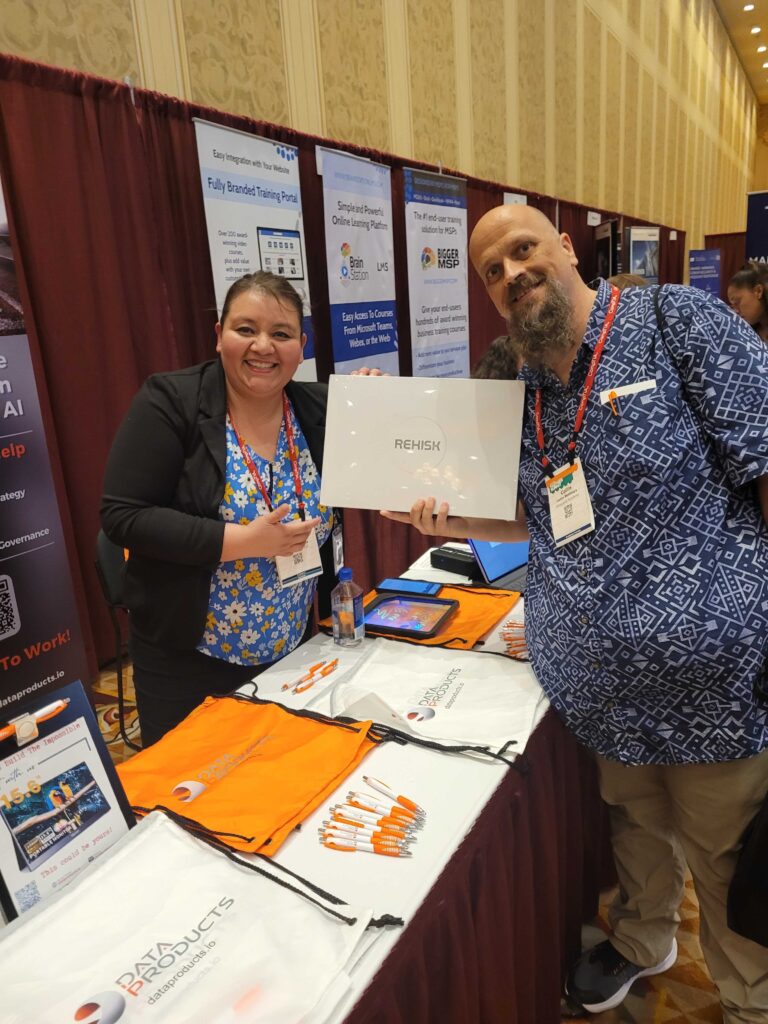 Rehisk monitor giveaway at CompTIA ChannelCon 2023 Vendor Fair. Winner: Collin Mattingly