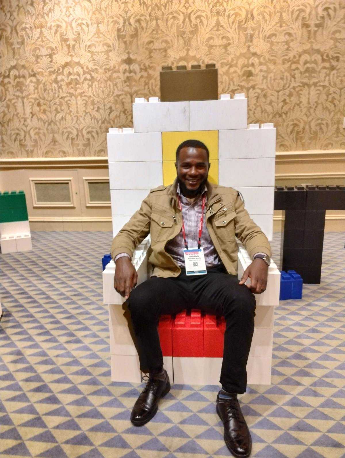 Bamidele Ismaila at ChannelCon Throne out of Legos